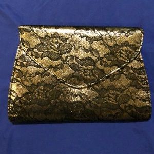 Neiman Marcus lace clutch w/ removable strap